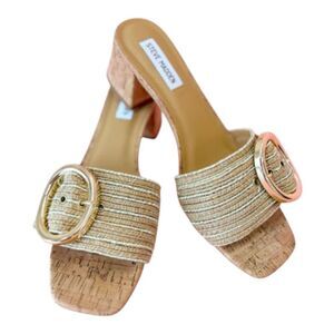 Steve Madden Brown Multi Slip on Block Heel Sandals(Size 8.5M)
